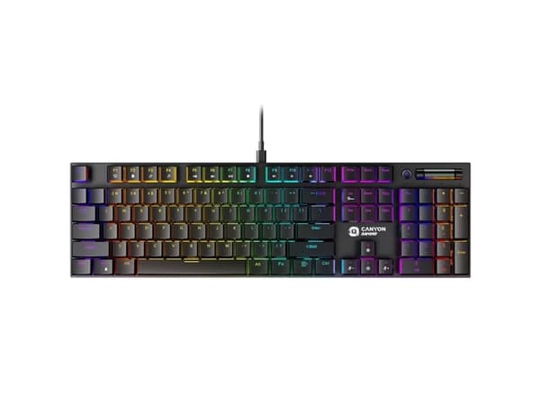 Canyon Cometstrike GK-55, Fullstor (100 %), Kabel, USB, Mekaniska tangentbrytare, QWERTY, Svart