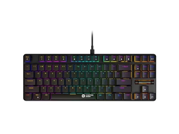 Canyon GK-50, Tenkeyless (80–87 %), Kabel, USB, Mekaniska tangentbrytare, QWERTY, Svart