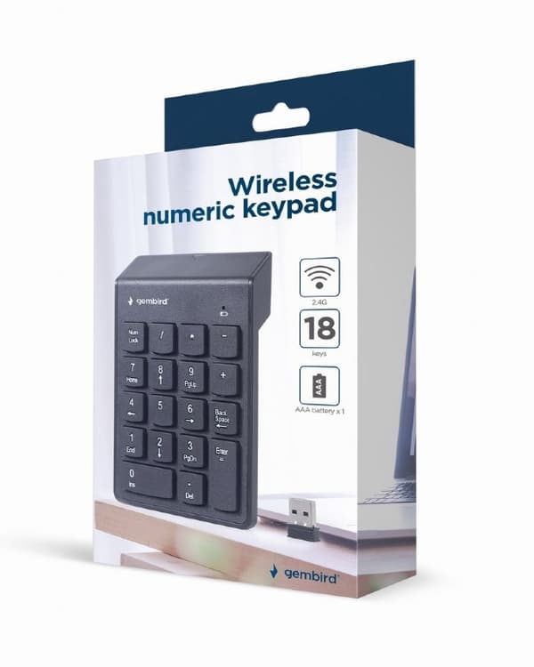 Gembird KPD-W-02 numeronäppäimistö Kannettava/PC Bluetooth Musta