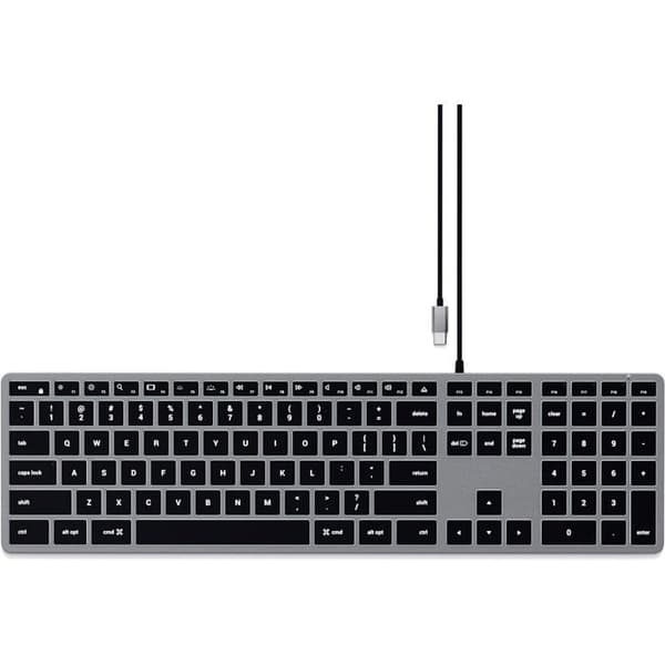 Tangenti - Satechi - Slim W3 - USB-C - QWERTY - Bakgrundsbelyst Gjuten aluminium, Svart