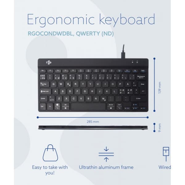 R-Go Compact Break -ergonomisk tangentbord, svart