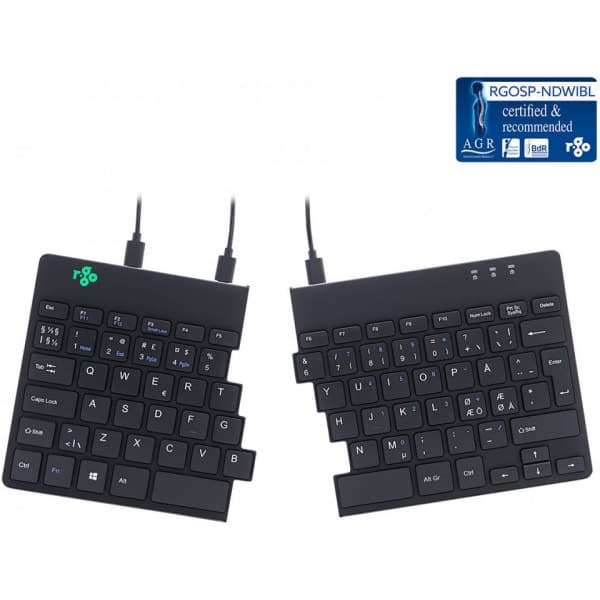 R-Go Split Break - tvådelad ergonomiskt tangentbord, svart Svart
