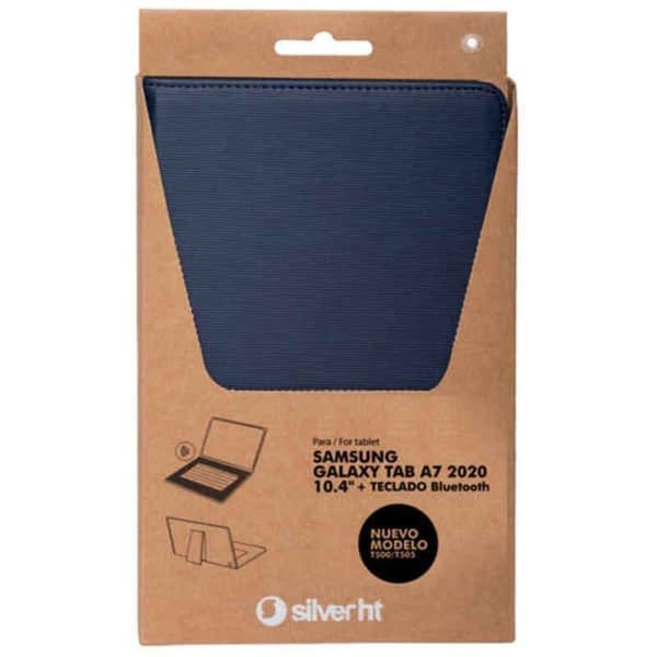 Silverht Silver HT - Fodral med Bluetooth-tangentbord för Samsung Tab A7 2020 10,4" surfplatta (T500/505). Blått. Spanskt tangentbord