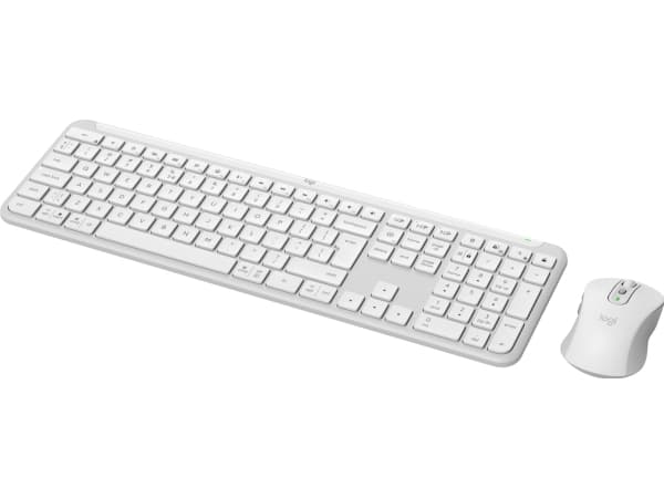 Logitech Signature Slim Combo MK950 - Tastatur- og mussett - 100% - full size - trådløs - Bluetooth 5.1 LE - QWERTY - US International - elfenbenshvi