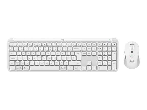 Logitech Signature Slim Combo MK950 - Tastatur- og mussett - 100% - full size - trådløs - Bluetooth 5.1 LE - QWERTY - US International - elfenbenshvi