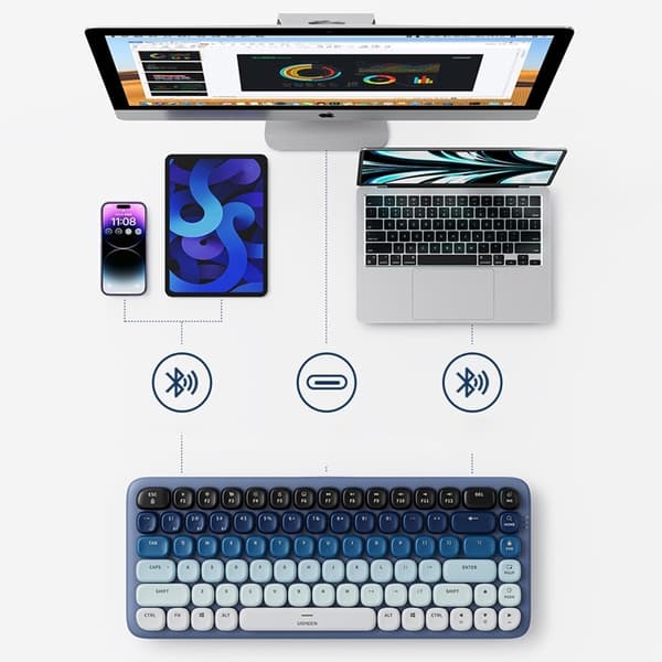 Ugreen Trådlös English Keyboard Med bakgrundsbelysning