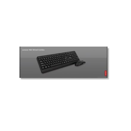 Lenovo | 160 Combo | Tangentbord | Trådbunden | Mus ingår | USA | Svart | USB-A 2.0