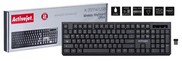 Activejet trådløst tastatur K-3911W, batteridrevet 1x 1,5V AAA Sort