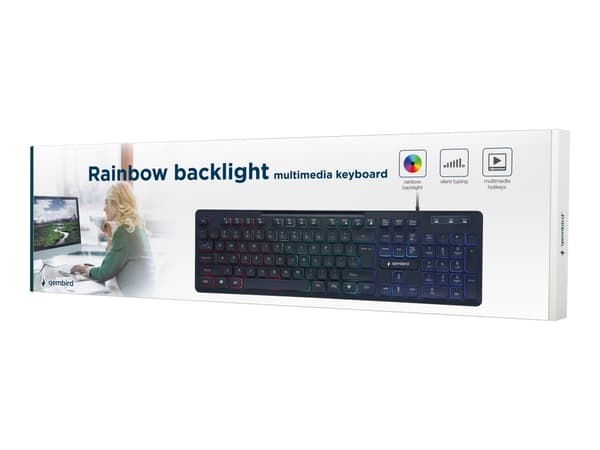 Gembird KB-UML-02, Täysikokoinen (100 %), USB, LED, Musta musta