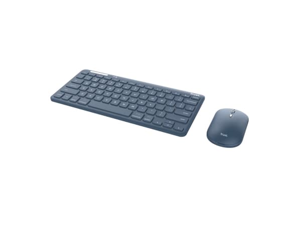 Trust Lyra, Mini, RF Wireless + Bluetooth, Näppäimen saksikytkin, QWERTY, Sininen, Sisältää hiiren