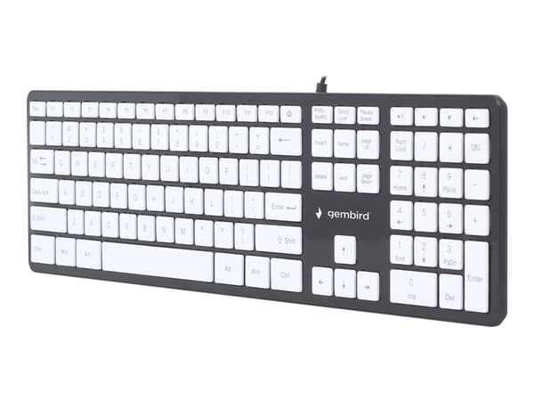 Gembird Slimline KB-MCH-02-BKW - Tangentbord - USB - amerikansk - svart, vit