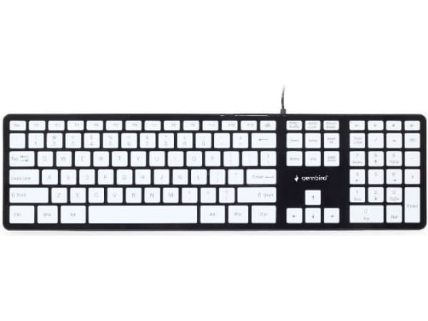 Gembird Slimline KB-MCH-02-BKW - Tangentbord - USB - amerikansk - svart, vit