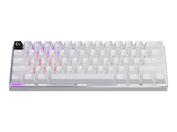 Logitech G PRO X 60 - Tangentbord - 60% - TKL - bakgrundsbelyst - trådlös - 2.4 GHz, Bluetooth - QWERTY - hela norden - vit
