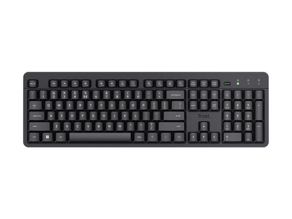 Trust Ody II - Tastatur - stille - 100% - full size - trådløs - QWERTY - Nordisk - svart