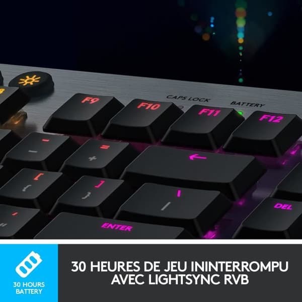 Speltangentbord - Trådlöst - Logitech G - G915 Lightspeed - GL Taktil Switch - AZERTY - Svart