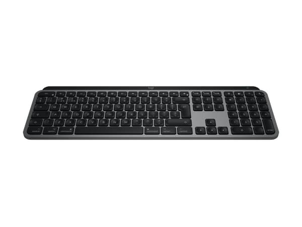 Logitech Master Series MX Keys S for Mac - Tastatur - full size - bakbelysning - trådløs - Bluetooth LE - QWERTY - US International - blekgrå Aluminium, Hvit