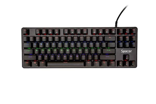 TASTATURA MECANICA SPACER USB IMMORTAL, switch-uri mecanice albastre, 50 mil. apasari, 87 taste, anti-ghosting 26 taste, anti-spill, black, "SPKB-MK-I