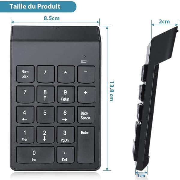 Mini trådlös numerisk knappsats 18 nycklar USB 2 4GHz Bärbar del kompatibel Windows, Mac och Linux