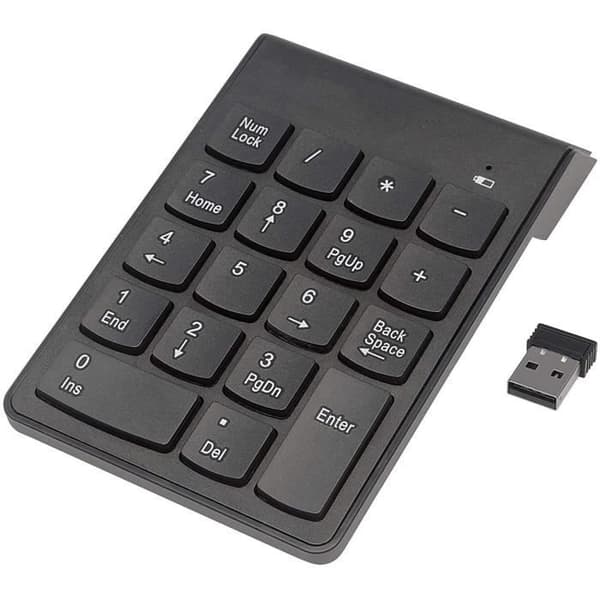 Mini trådlös numerisk knappsats 18 nycklar USB 2 4GHz Bärbar del kompatibel Windows, Mac och Linux