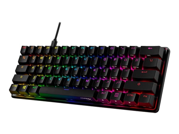 HyperX Alloy Origins 60 - Tangentbord - bakgrundsbelyst - USB-C - QWERTY - amerikansk - tangentbrytare: HyperX Red - svart