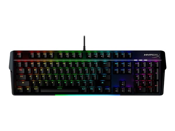 HyperX Alloy MKW100 - Tangentbord - 2 mm actuation point - bakgrundsbelysning - USB - QWERTY - amerikansk - tangentbrytare: TTC Red - svart