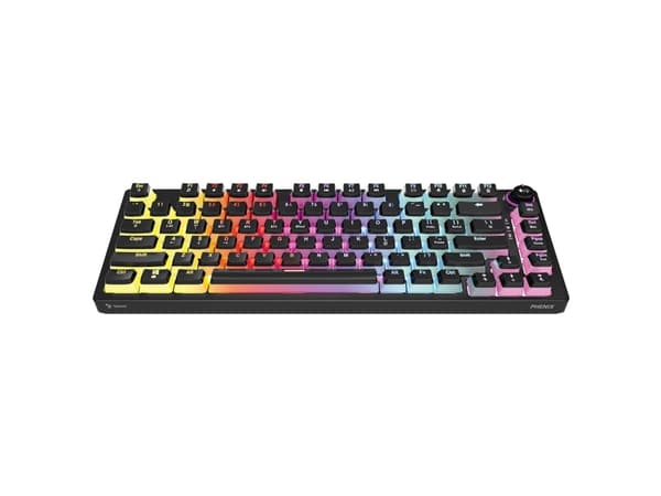 Savio SAVGK-PHENIX RED PUDDING, Kabel & Trådlös, USB + RF Wireless + Bluetooth, Mekaniska tangentbrytare, QWERTY, RGB LED, Svart