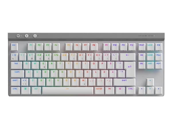 Logitech G G515 - Tastatur - LIGHTSPEED - TKL - bakgrunnsbelyst - trådløs - 2.4 GHz, Bluetooth, USB - hvit