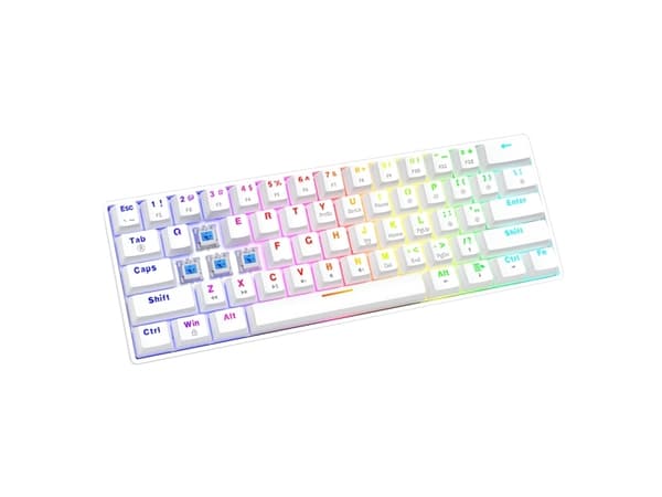 Savio WHITEOUT X2 BLUE, Kabel, USB, Mekaniska tangentbrytare, QWERTY, RGB LED, Vit