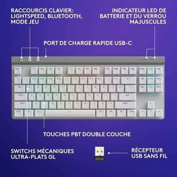 Bluetooth Tangentbord Logitech G515 Vit