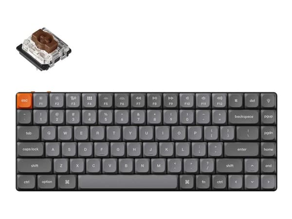 Keychron K3 MAX - Tangentbord - QMK/VIA, anpassat mekaniskt - 75% - compact - bakgrundsbelyst - trådlös - Bluetooth 5.1, 2.4 GHz, USB - tangentbrytar Grå