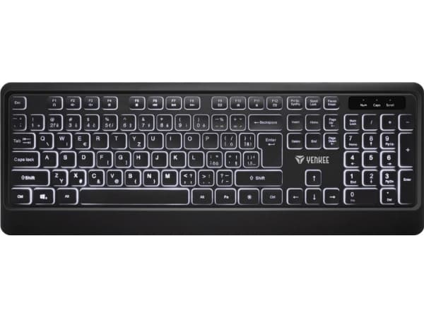 Yenkee Keyboard Valaistu hiljainen USB-näppäimistö, jossa on matalaprofiiliset näppäimet