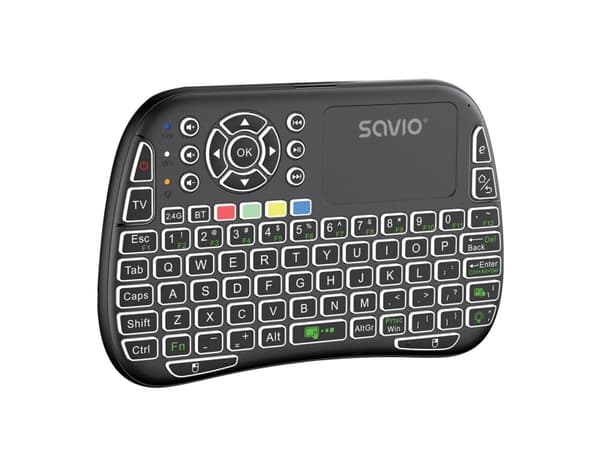 Savio SAVMKW-04, QWERTY, US Engelsk, Berøringsplate, PC computer / Laptop Windows / Linux Smart TV / Android TV TV BOX Xbox / PlayStation Projector..