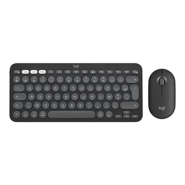 Tangentbord och mus - Logitech - Pebble 2 Combo - Trådlös - Azerty - Grafit