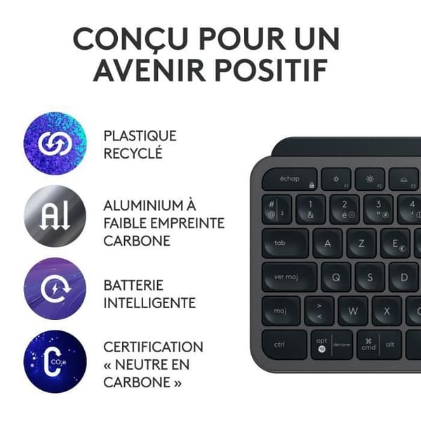 Tangentbord och musset - LOGITECH - MX Keys S - Bakgrundsbelyst - Trådlös - AZERTY