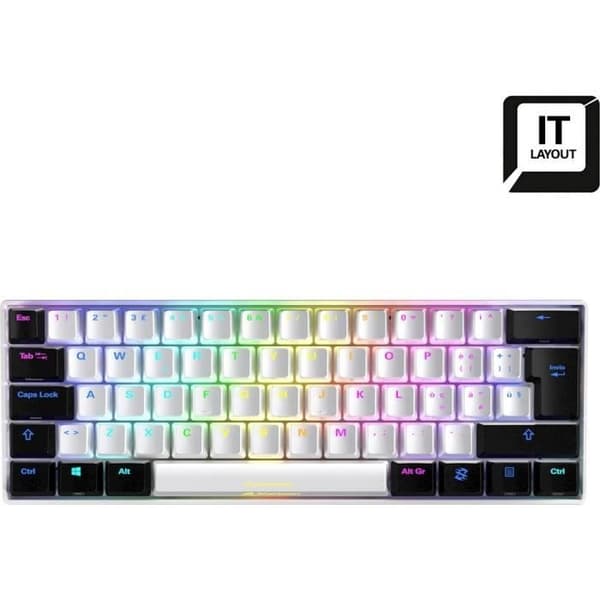 Tangentbord - SHARKOON - SGK50 S4 - Kailh Red - RGB bakgrundsbelyst - USB QWERTY Vit