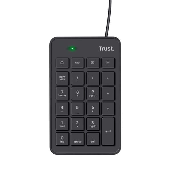 Trust Xalas USB Trådbunden Numerisk Tangentbord, Plug &amp; Play, 23 tangenter, Mini Numerisk Tangentbord för PC / Laptop - Svart