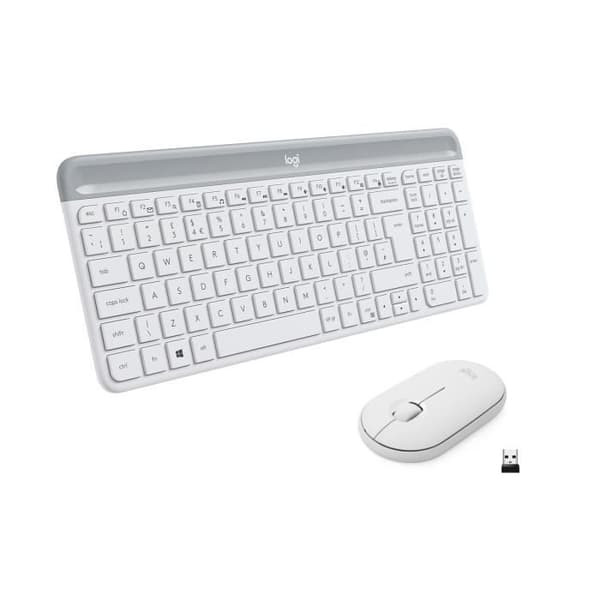 Tangentbordsmusset - Trådlös - Logitech - MK470 Slim - Tyst - AZERTY - Vit