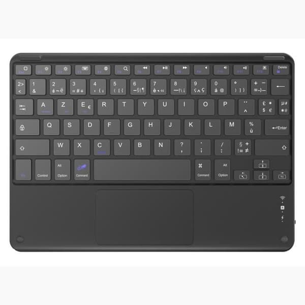 Lätt, smalt trådlöst Bluetooth-tangentbord för Touch Tablet iOS Android Windows PC - Svart [AZERTY French]