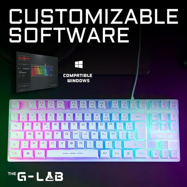 Speltangentbord - The G-Lab - KEYZ CESIUM TKL - RGB - Kabelanslutet - 100 % anpassningsbart - Azerty - Svart