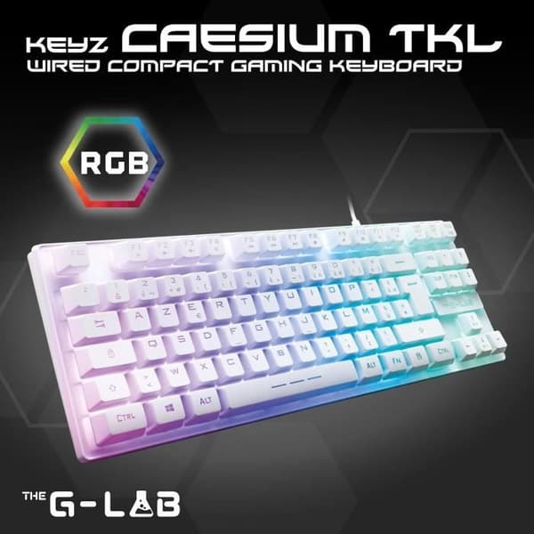 Speltangentbord - The G-Lab - KEYZ CESIUM TKL - RGB - Kabelanslutet - 100 % anpassningsbart - Azerty - Svart