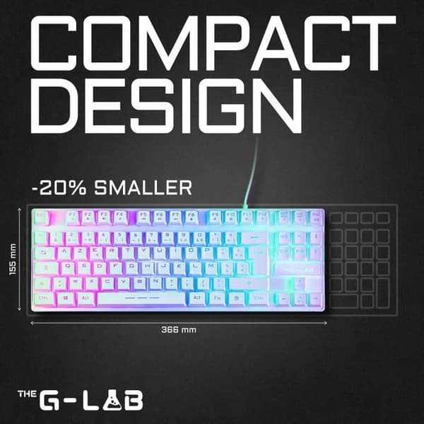 Speltangentbord - The G-Lab - KEYZ CESIUM TKL - RGB - Kabelanslutet - 100 % anpassningsbart - Azerty - Svart