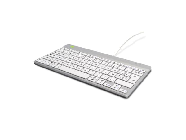 R-Go Compact Break - Tangentbord - med integrerad bromsindikator - USB-C - AZERTY - belgisk - vit