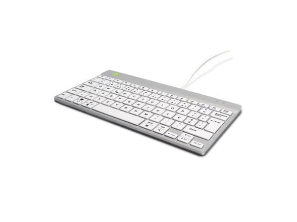 R-Go Compact Break - Tangentbord - med integrerad bromsindikator - compact - USB-C - QWERTY - portugisisk - vit