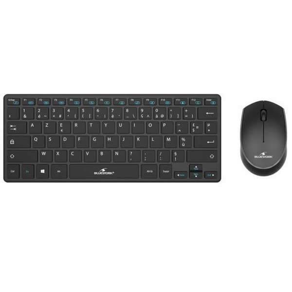 Näppäimistö ja hiiri Bluestork Sans fil Ultra compact Musta