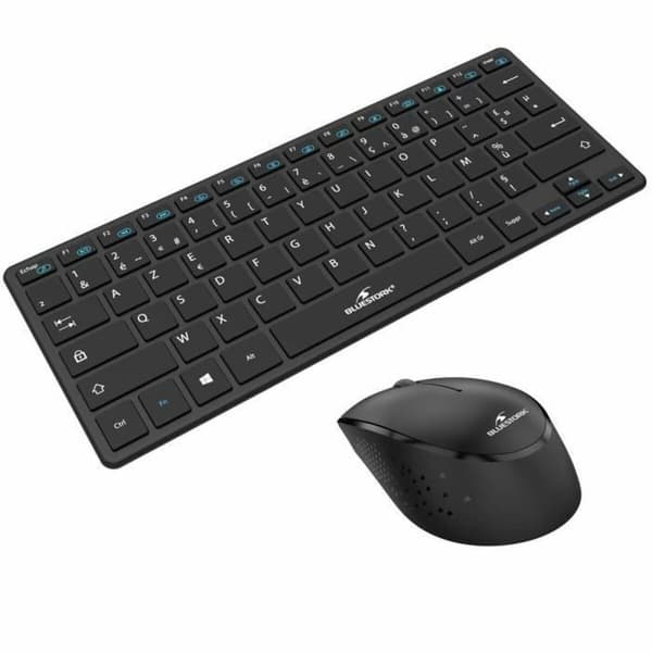 Näppäimistö ja hiiri Bluestork Sans fil Ultra compact Musta