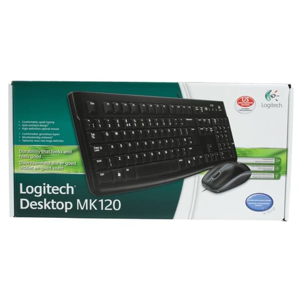 Näppäimistö Logitech LGT-MK120-US Musta Hollantilainen QWERTY