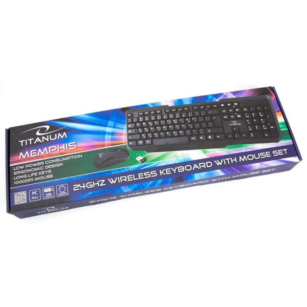 Tangentbord och Mus Titanum TK108 Svart Qwerty US