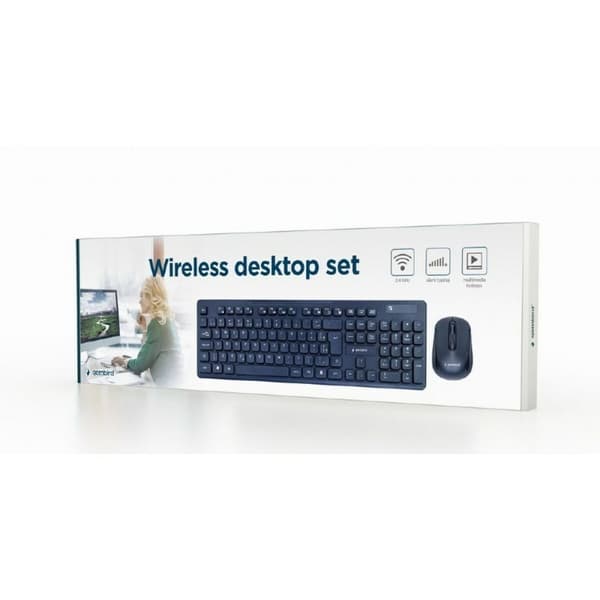 Tangentbord och Mus GEMBIRD KBS-WCH-03 Qwerty UK Svart Svartvit QWERTY Qwerty US