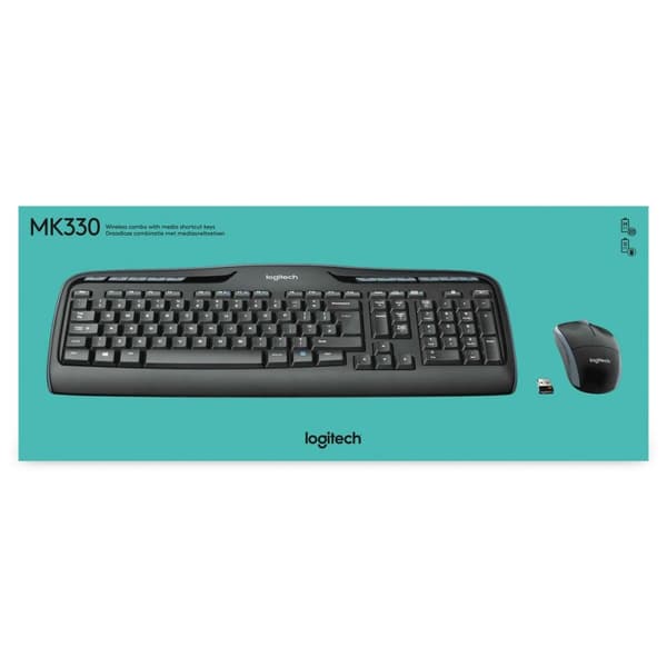 Näppäimistö ja hiiri Logitech Wireless Combo MK330 Musta Qwerty US