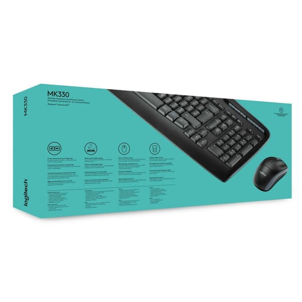 Näppäimistö ja hiiri Logitech Wireless Combo MK330 Musta Qwerty US